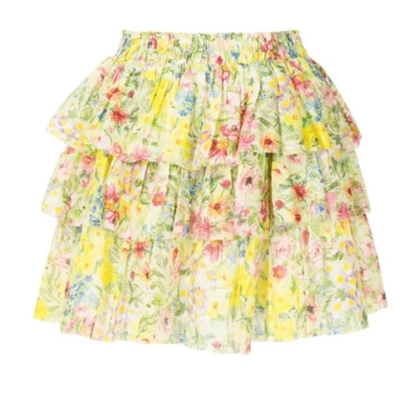 Loveshackfancy NWT Brynlee Skirt in Rainbow Skies Floral Print Mini Ruffle Skirt - Picture 5 of 9